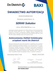 Certyfikat DeDietrich 2024