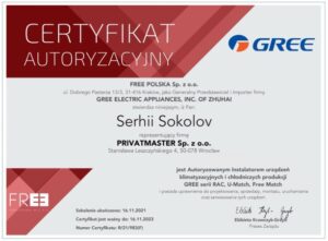 Certyfikat Gree Split Free Mutch 2022