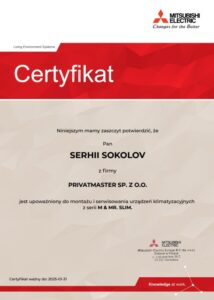 Certyfikat Mitsubishi El MrSlim Privatmaster