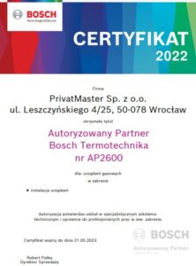 Certyfikat Bosch Junkers Privatmaster-2022
