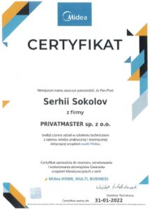 Certyfikat Midea Privatmaster Wrocław 2021