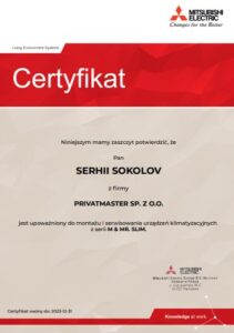 Certyfikat-MitsubishiEl-klimatyzacja-M-MrSlim-Privatmaster-2023