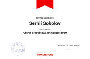 Certyfikat Immergas Privatmaster 2020