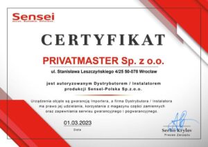Certyfikat Sensei Polska Privatmaster